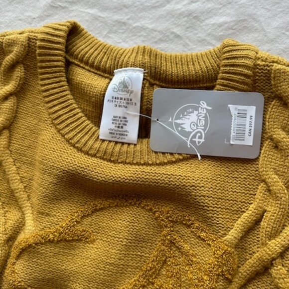 Disney  Donald Duck Pullover in Goldenrod Cable Knit Sweater M - Picture 4 of 6